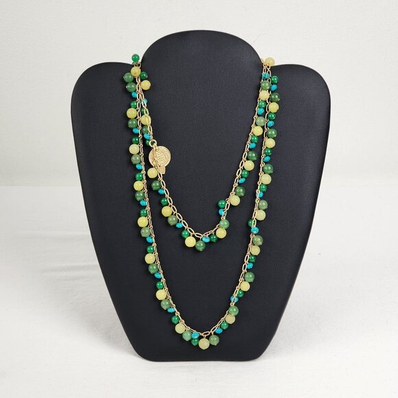 Stella & Dot 'Copa' Necklace Turquoise Green Aventurine Lemon Agate Stones Boho - Picture 4 of 12